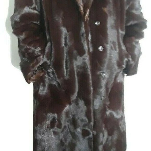 Lady Coffee brown Calf Hair Fur Coat  WINTER Stroller M L - Picture 2 of 5